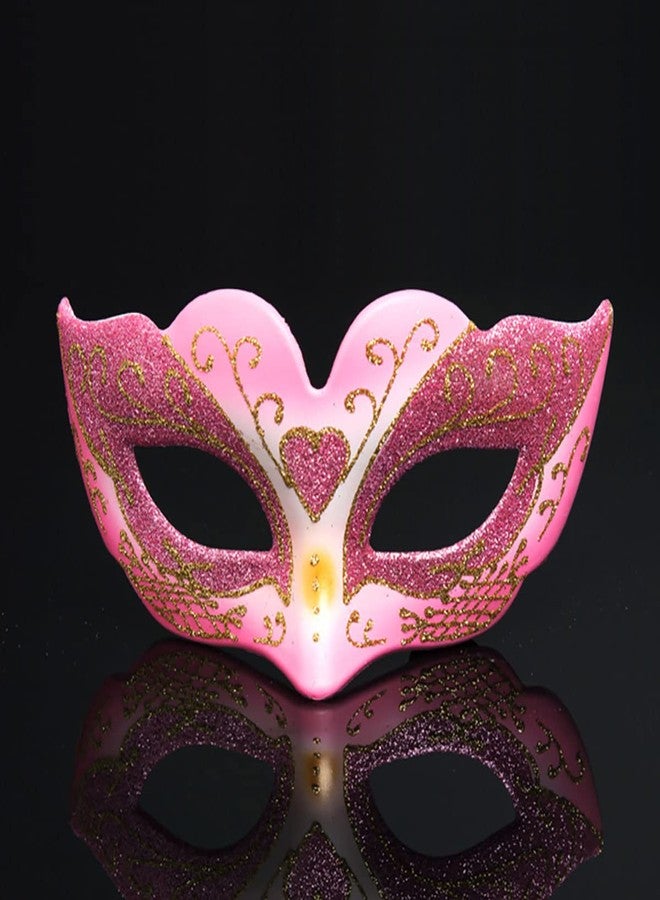 BLUE GARLIC Pink Masquerade Mask, Halloween Mardi Gras Carnival Mask for Party Girls Night Out Party Games Toys (Pink) - Image 1